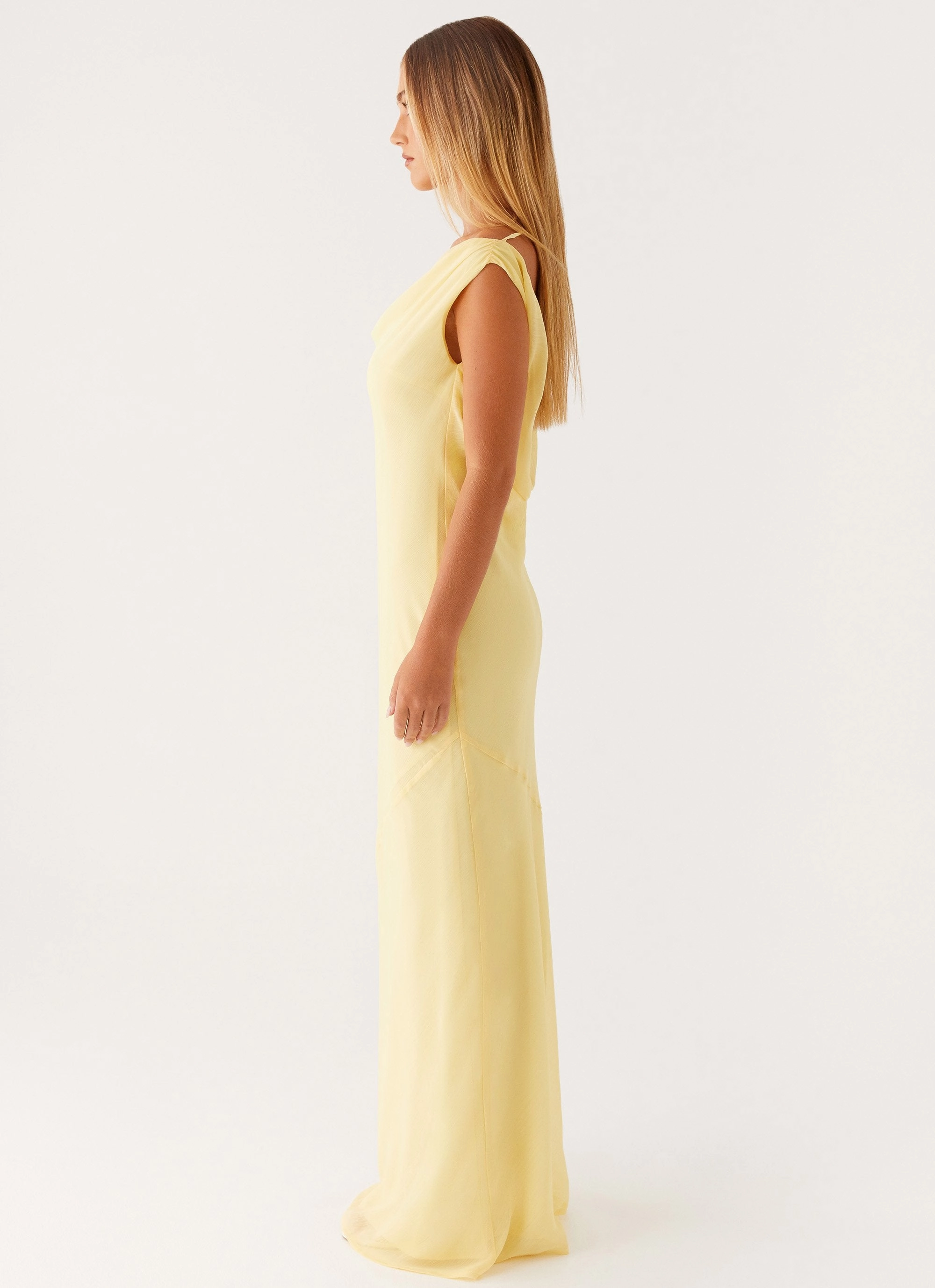Brittany Chiffon Maxi Dress - Pastel Yellow All Gender UVProtectiveLayer