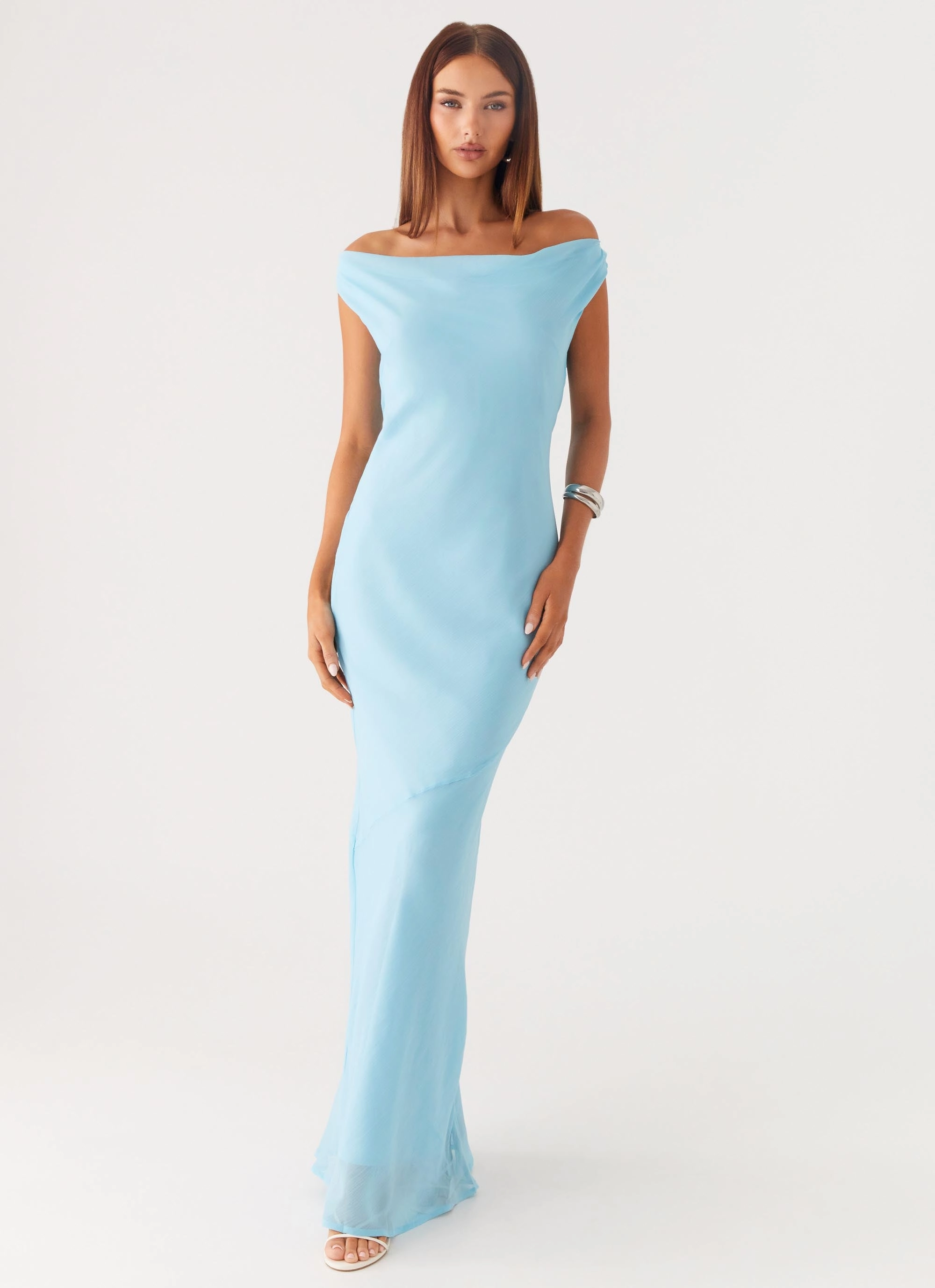 Brittany Chiffon Maxi Dress - Turquoise Fluid Shape