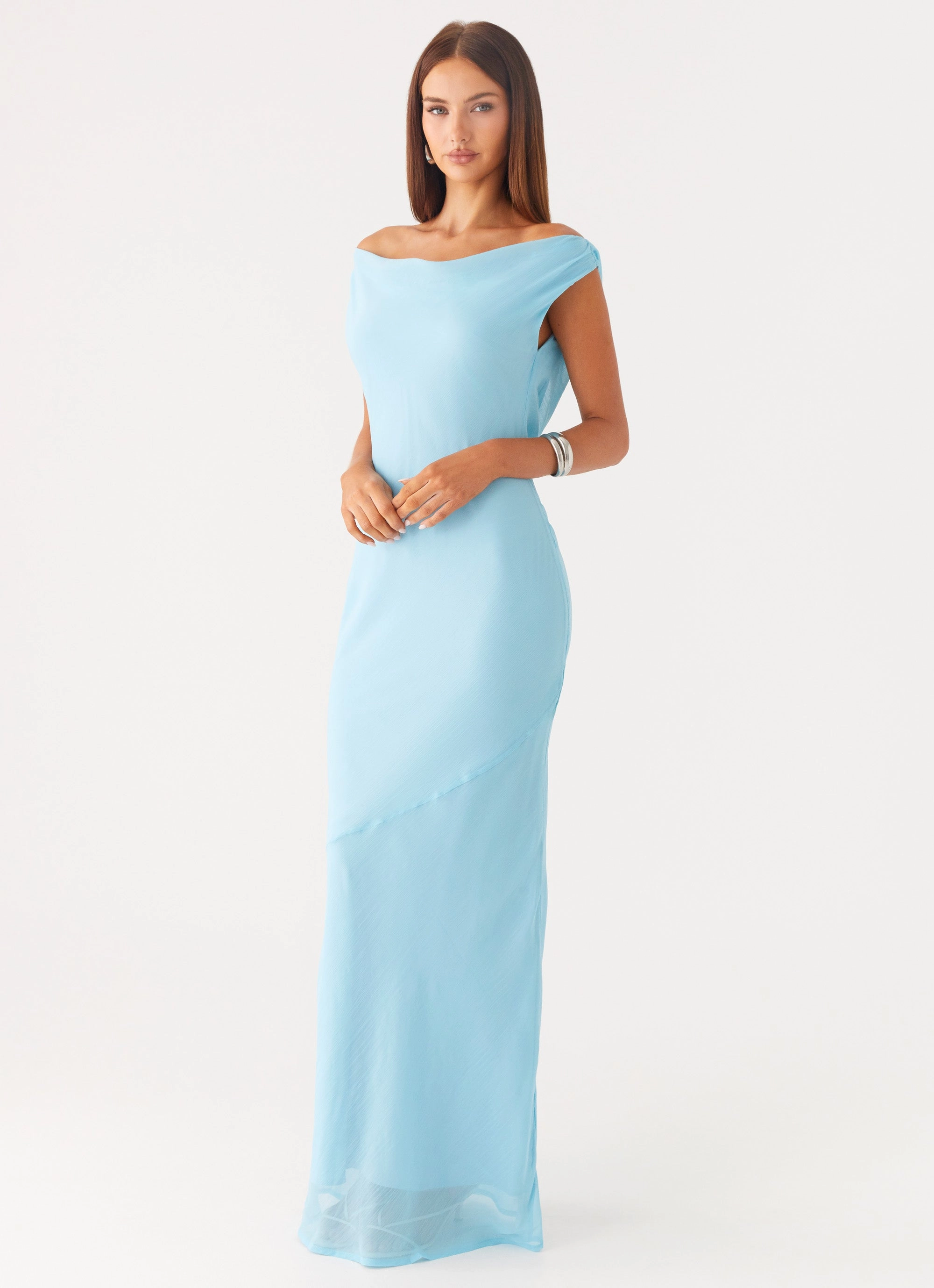 Brittany Chiffon Maxi Dress - Turquoise Soft Appearance