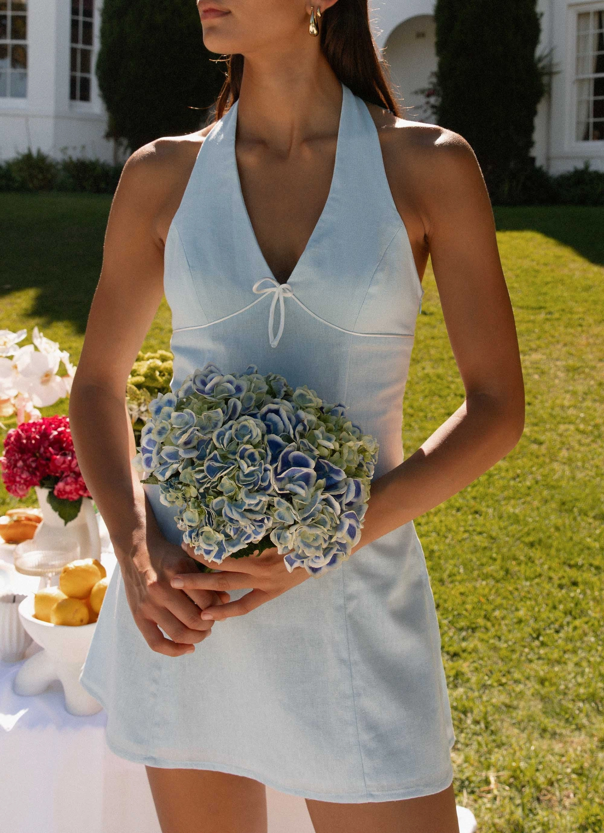 Bronte Mini Dress - Blue Modern Texture Simple Elegance