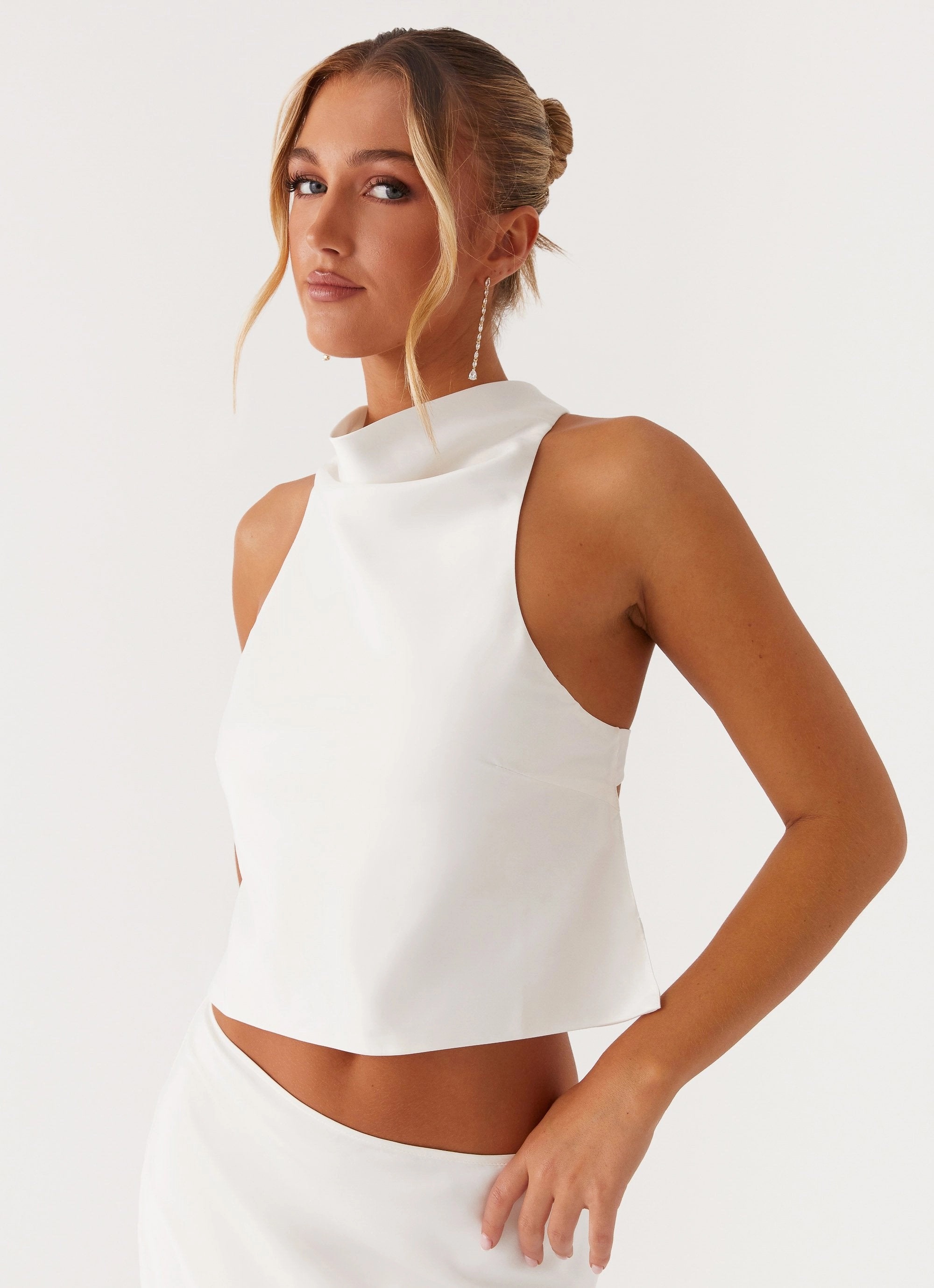 AntiSnagYarnProcessing Brookie Satin Top - White
