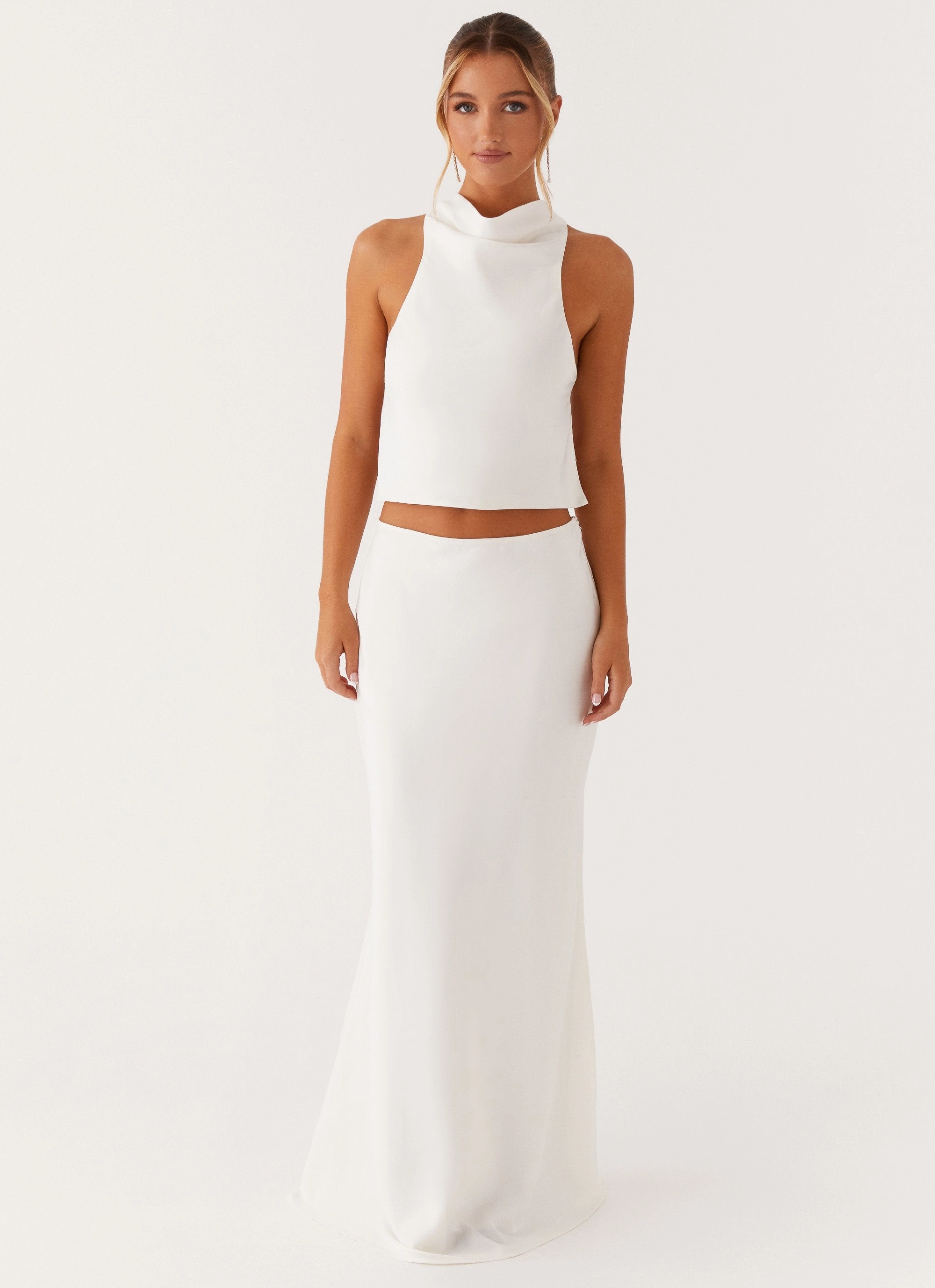 Brookie Satin Top - White Antistatic