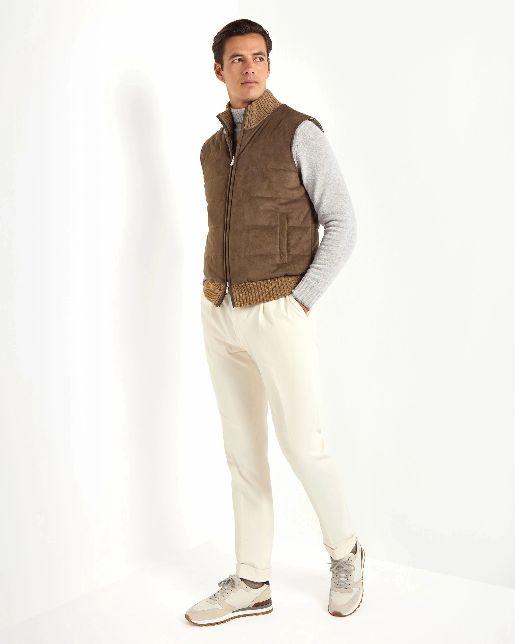 Brown alcantara vest - Made in Italy