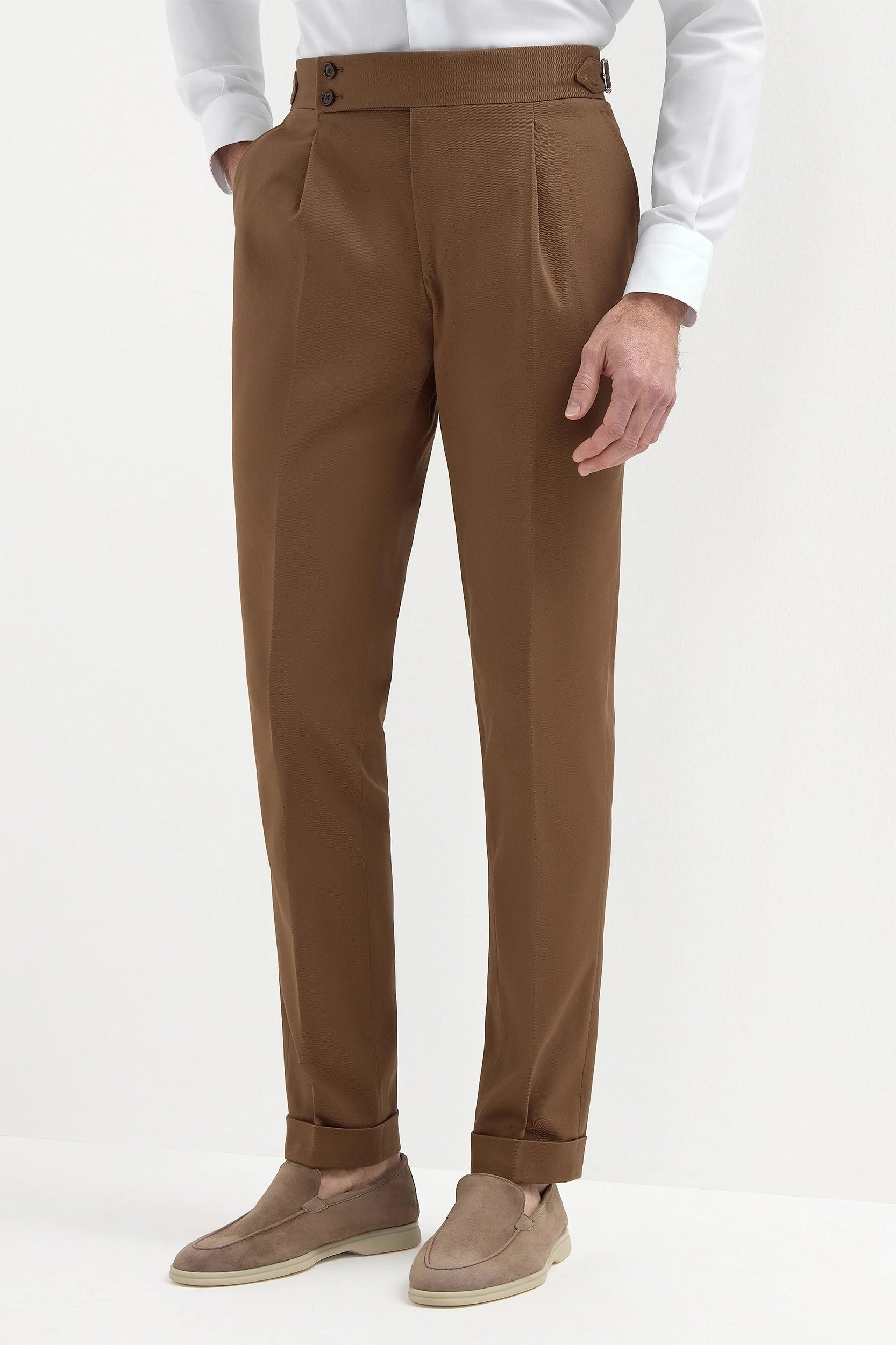 Brown cotton Soragna trousers - Made in Italy