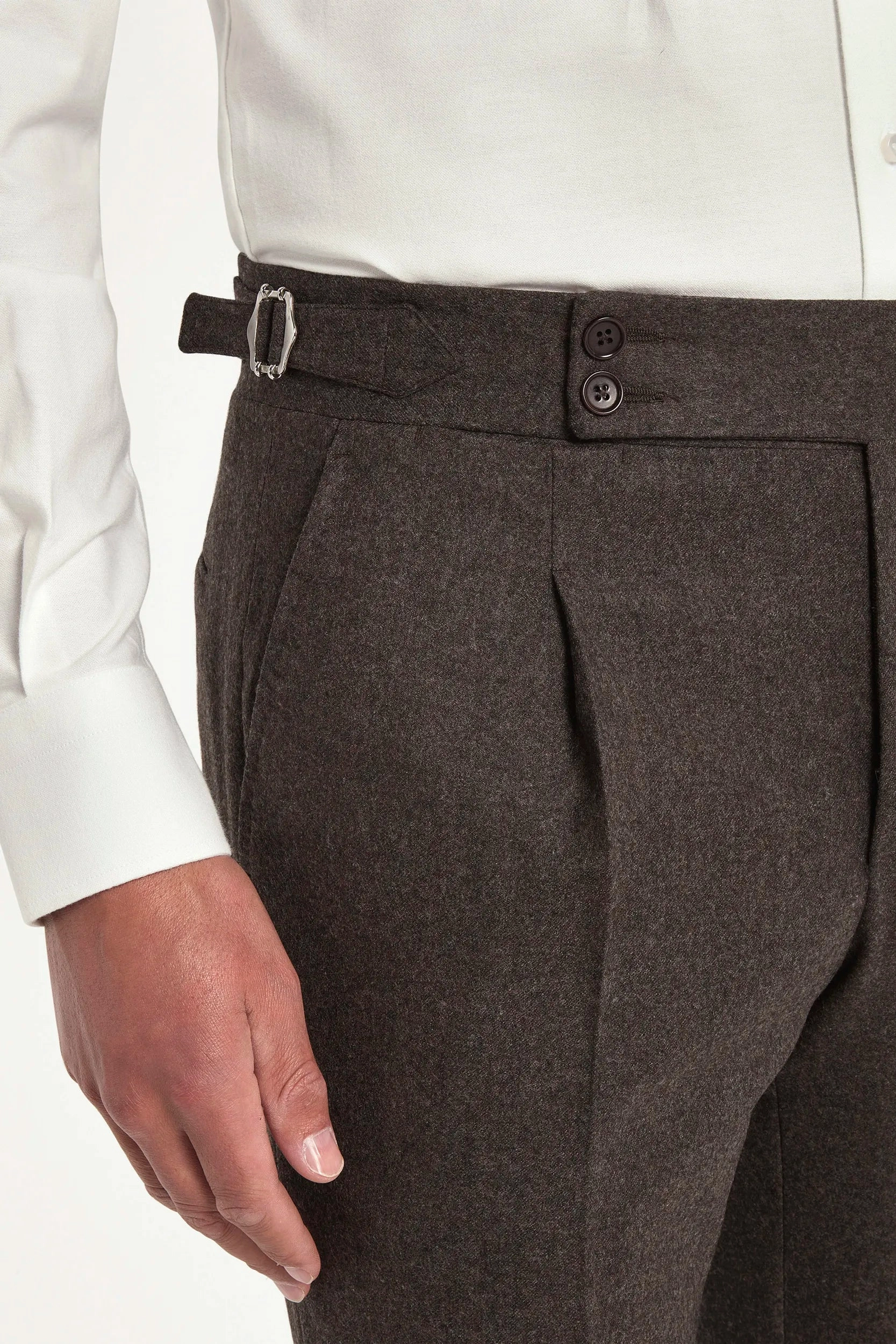 Brown flannel Soragna trousers - Made in Italy