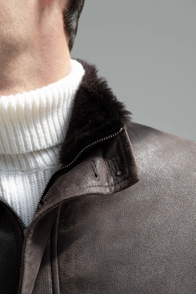 Brown leather bomber ?C Made in Italy