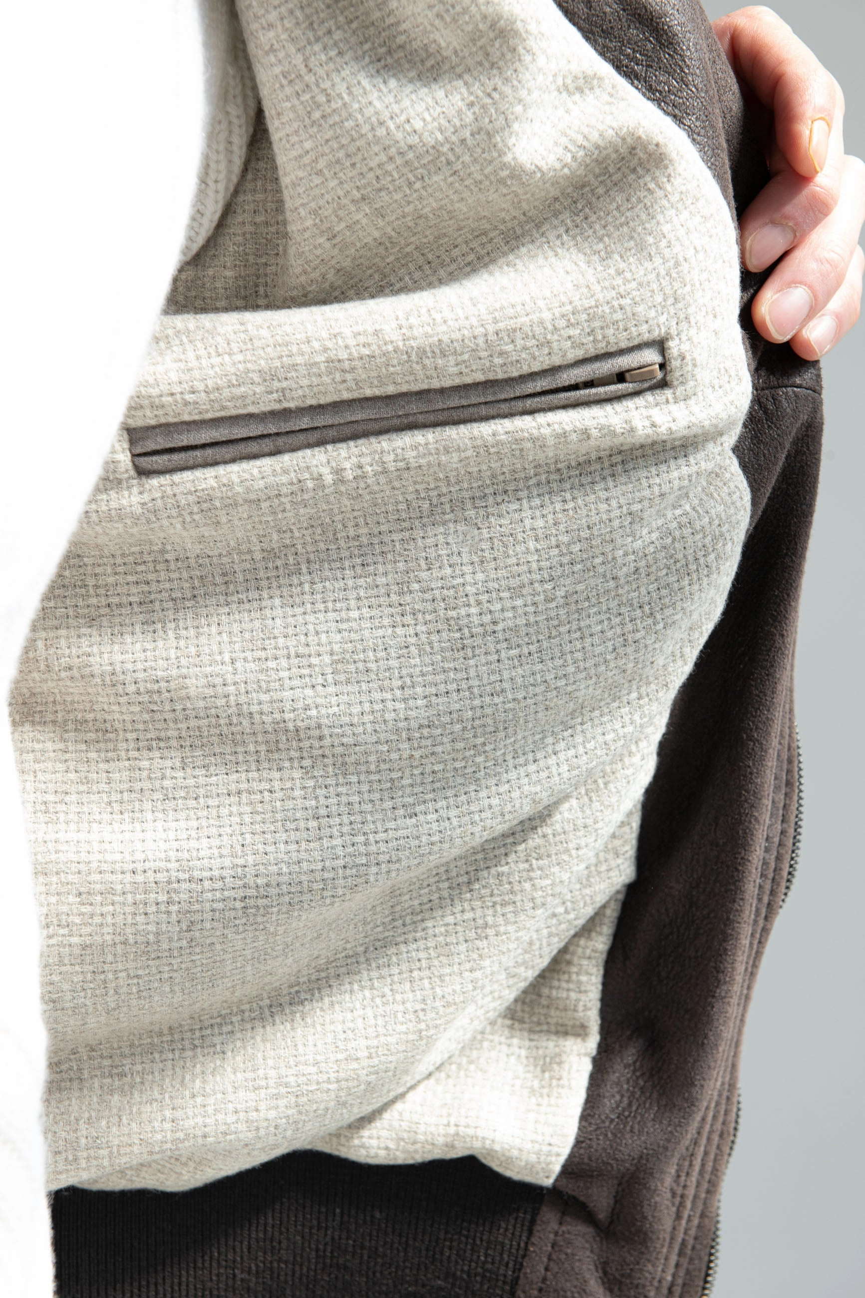 Brown leather bomber ?C Made in Italy