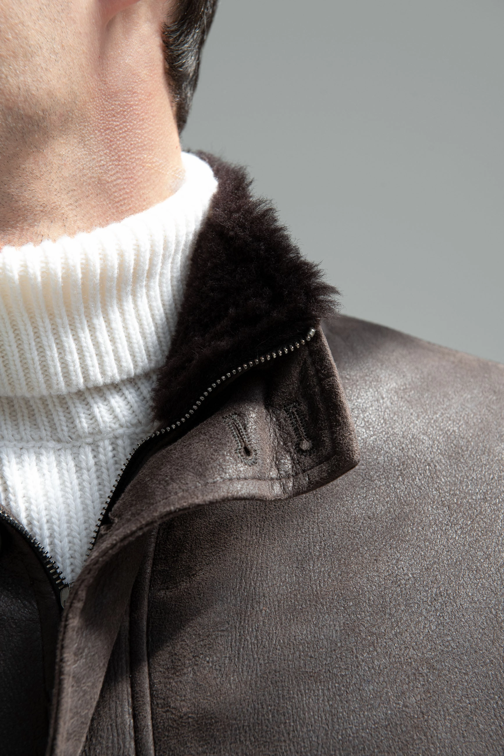 Brown leather bomber ?C Made in Italy