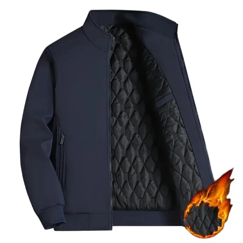BROWON Plus Size 8XL Men's Winter Jacket - Thick Waterproof Stand Collar Business Casual Coat