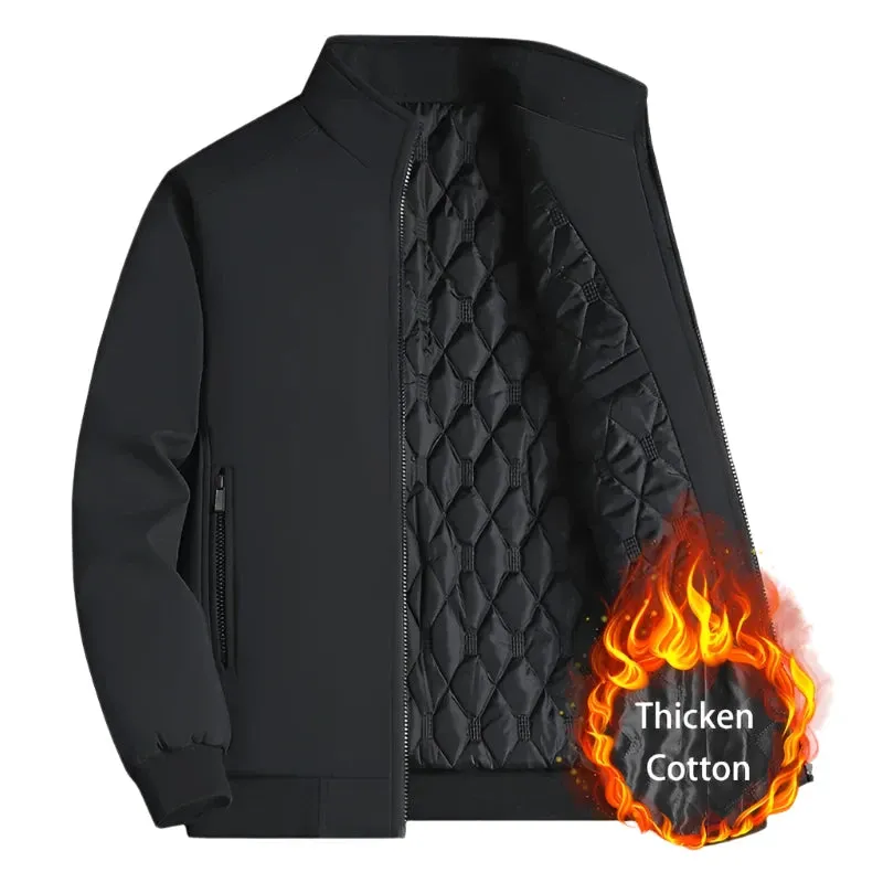 BROWON Plus Size 8XL Men's Winter Jacket - Thick Waterproof Stand Collar Business Casual Coat