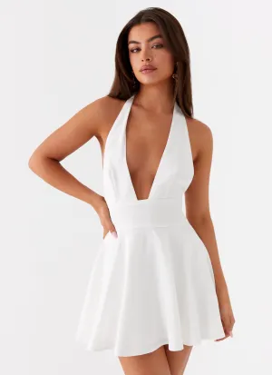 Brushed Interior Peppermint Mini Dress - White Flex Fit Collar Adjustable Cuffs Peppermint Mini Dress - White