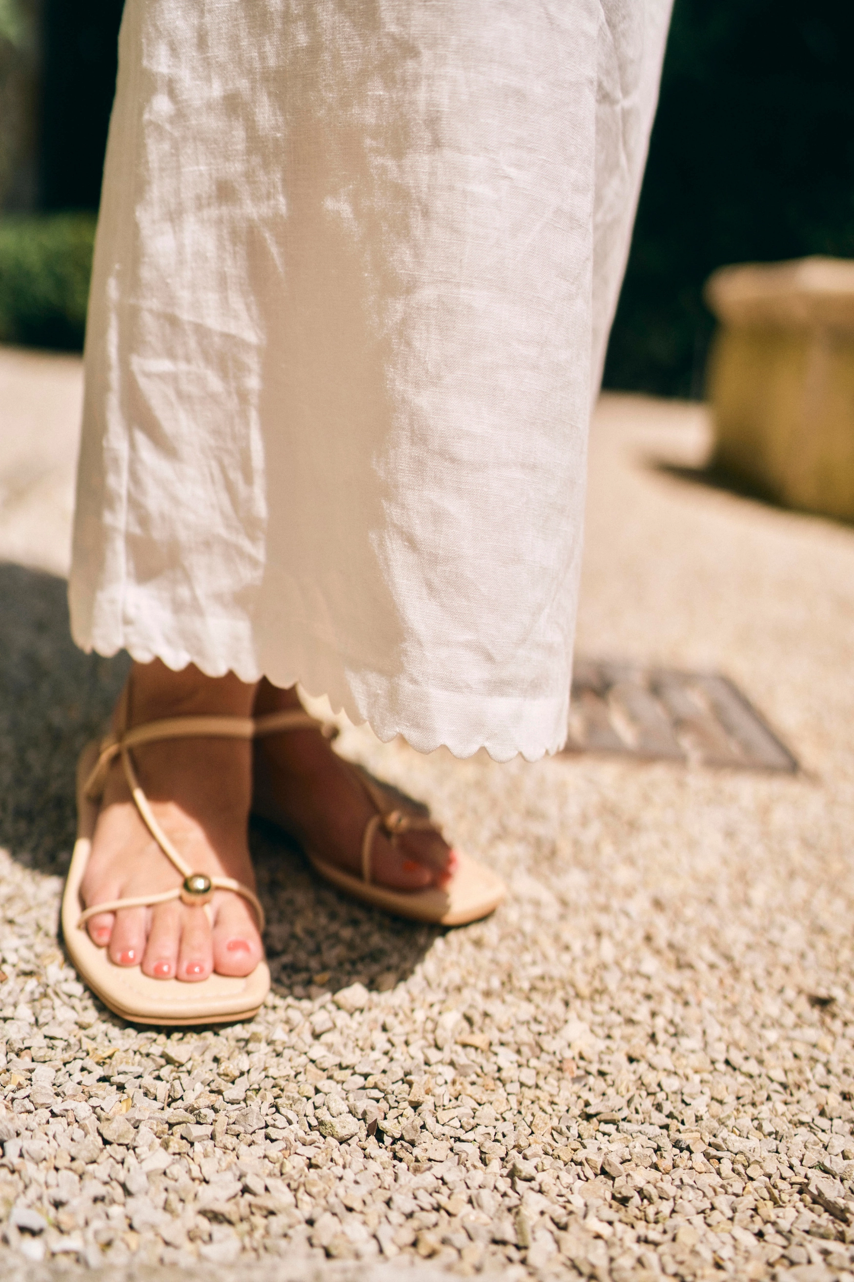 Soft Touch Fabric MASON'S DAUGHTER | Ella Scallop Maxi Skirt, White Linen