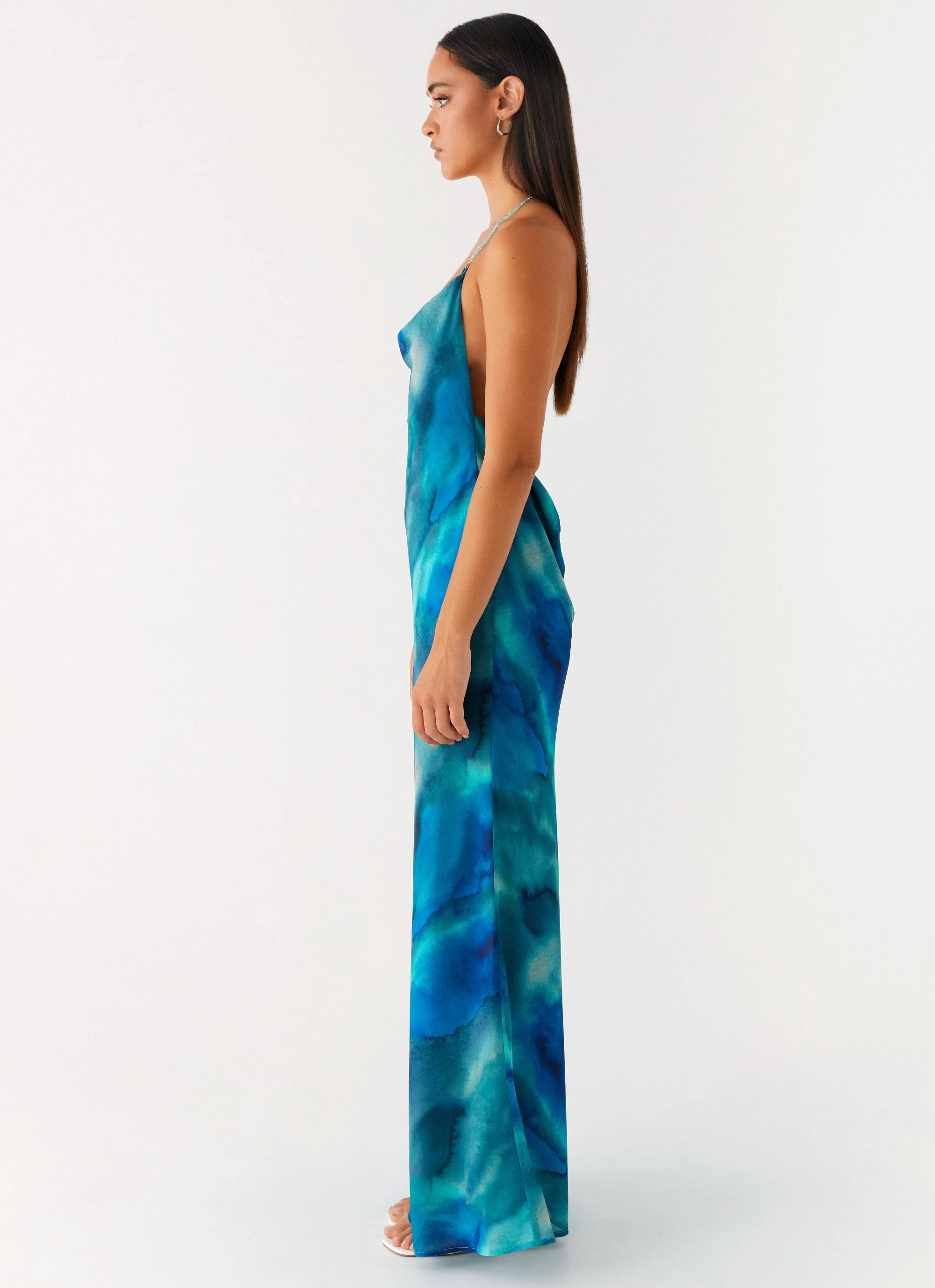 Euro Ease Sleek Touch Journey Maxi Dress - Blue Tie Dye
