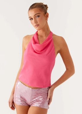 Buenos Aires Top - Pink Diagonal Zipper Closure TwoToneEffect Garment Dyed Finish Buenos Aires Top - Pink