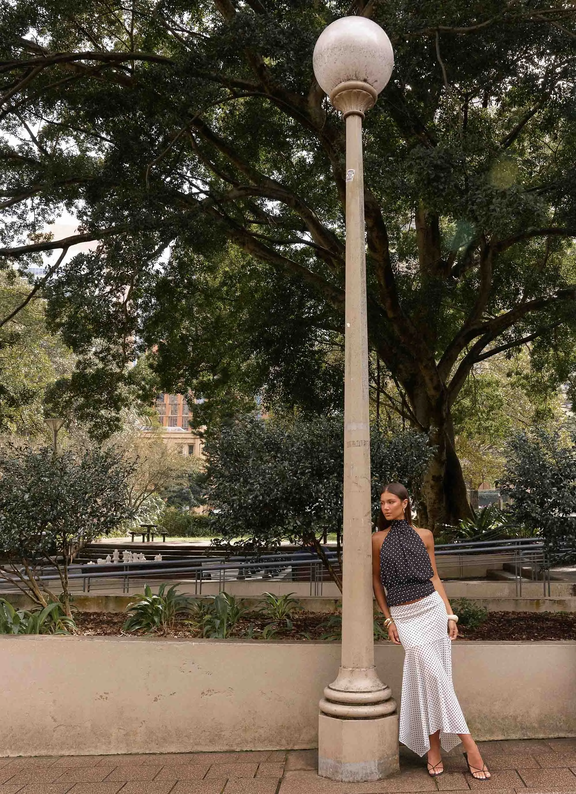 Breathable Material Exclusive Drop Buffy Maxi Skirt - White Polkadot