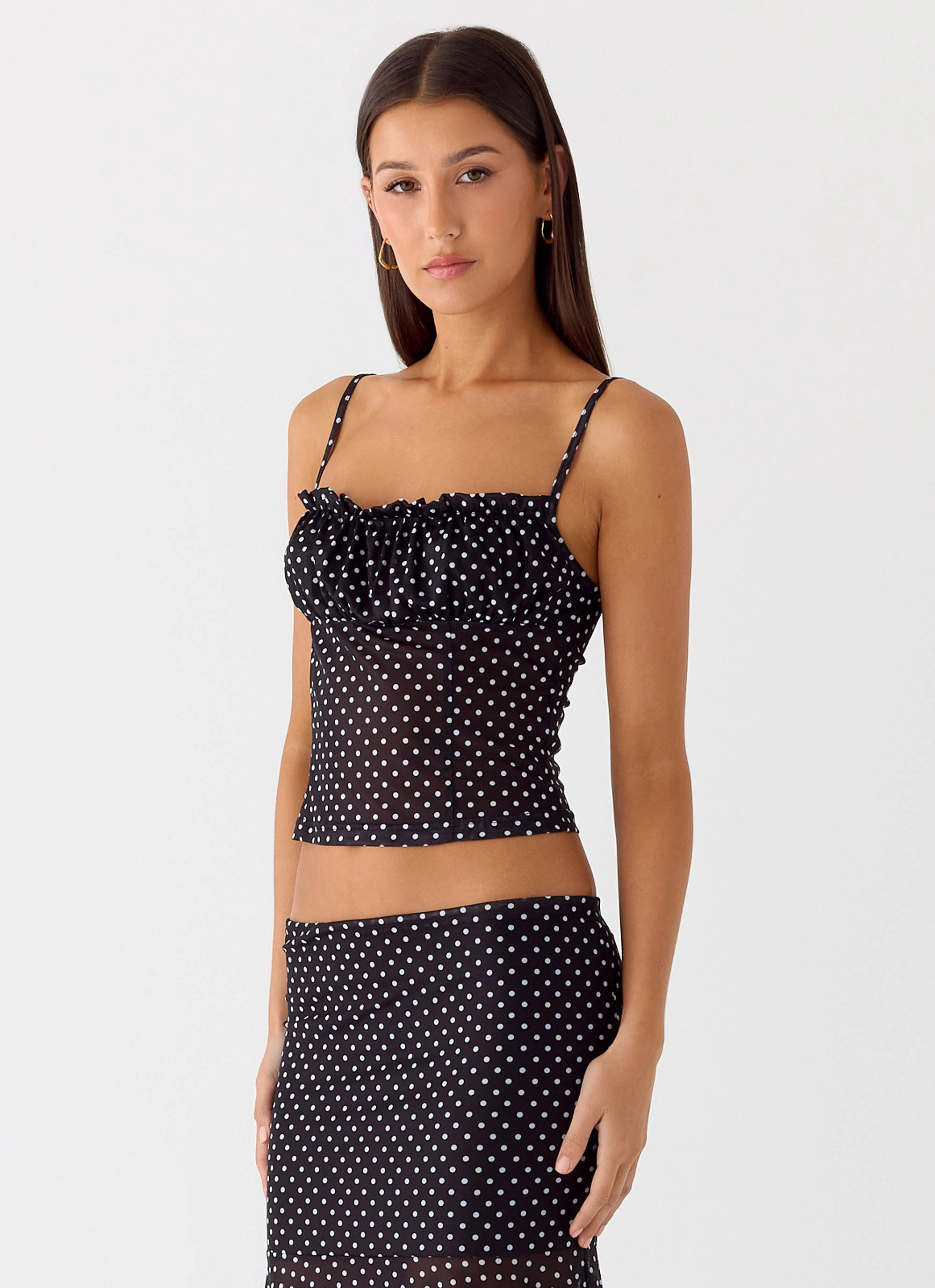 Buffy Top - Black Polkadot Functional Pockets Style Pocket Details