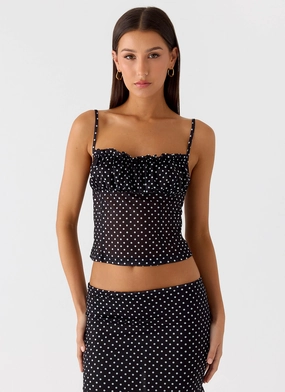 Weatherproof Technology Buffy Top - Black Polkadot
