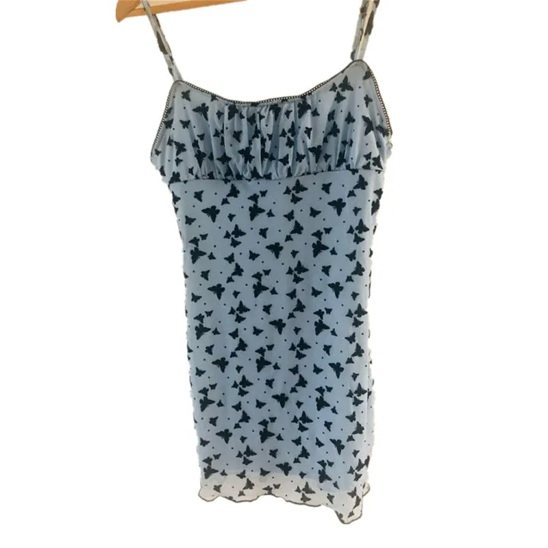 Butterfly Print Drawstring Dress