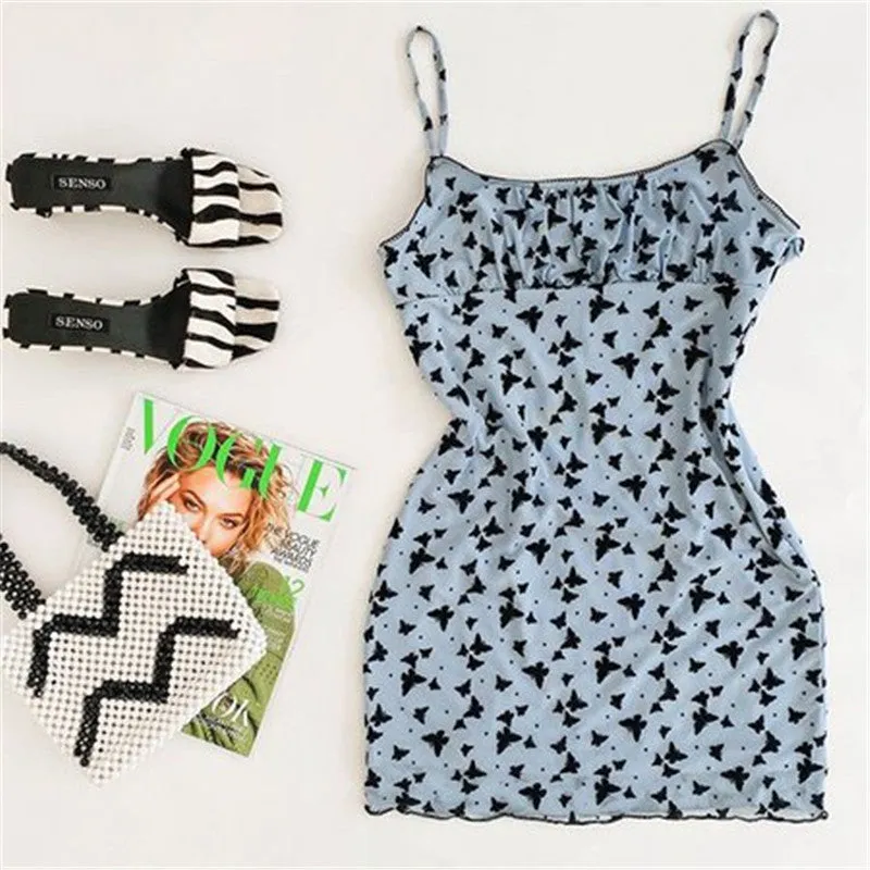 Butterfly Print Drawstring Dress