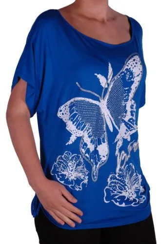 Butterfly Print Ruched Short Sleeve Plus Size Tops