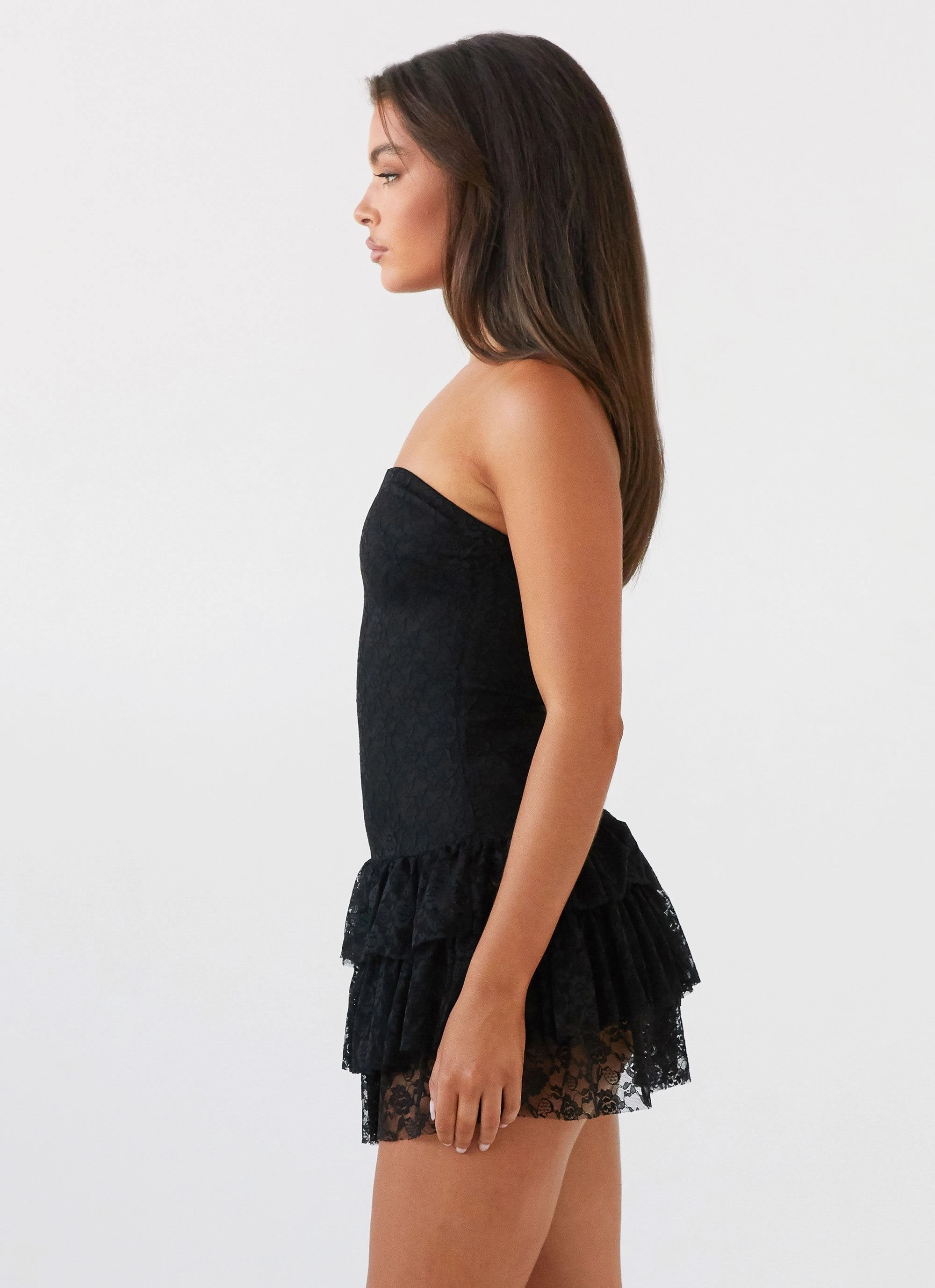 Sleek Wear Posie Lace Tube Mini Dress - Black