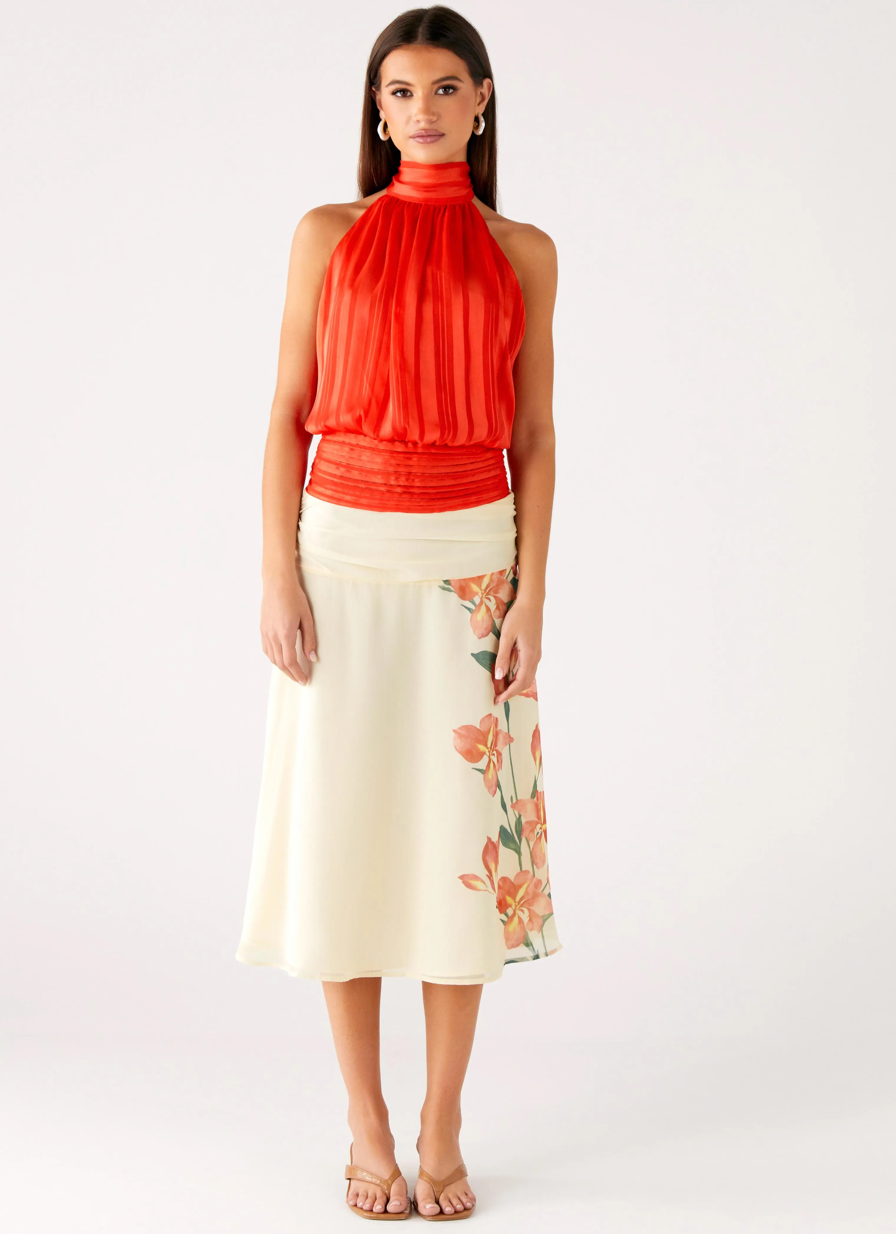 Willow Chiffon Top - Coral Non Irritating Seam Finish