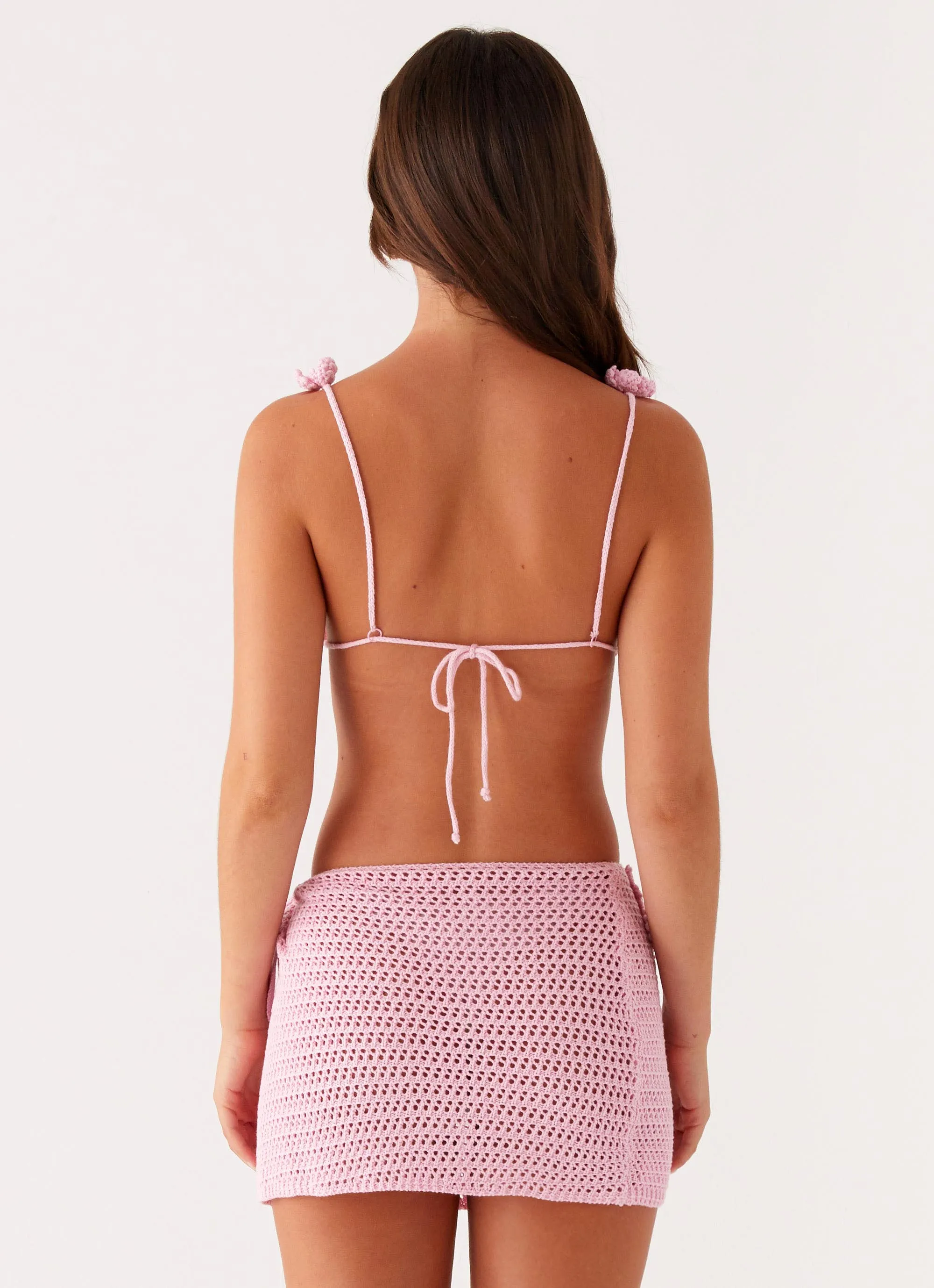 Cool Details Odor Resistant Treatment Palazzo Crochet Wrap Skirt - Pink