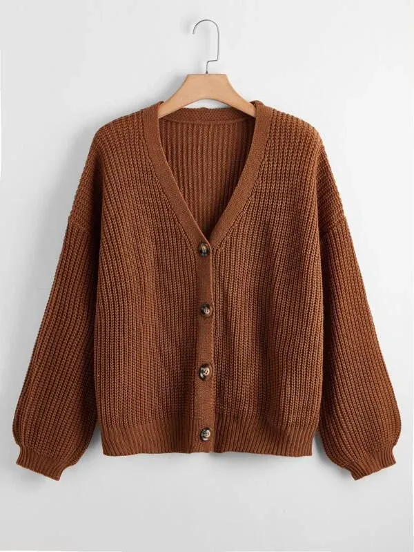 Button Up Design Cardigan Sweater