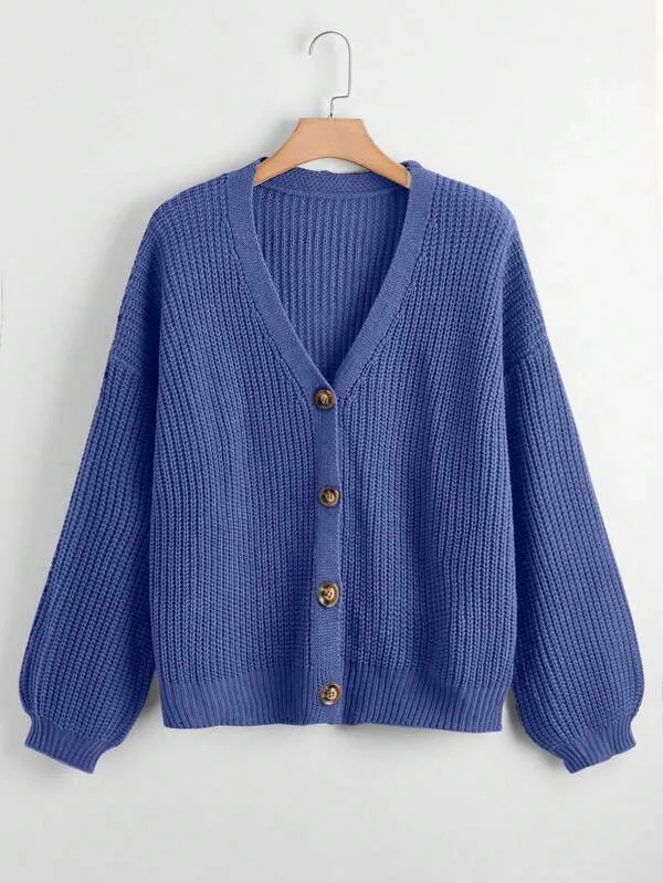 Button Up Design Cardigan Sweater