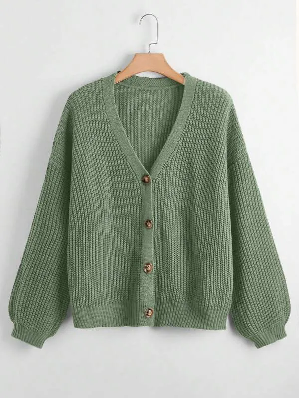 Button Up Design Cardigan Sweater