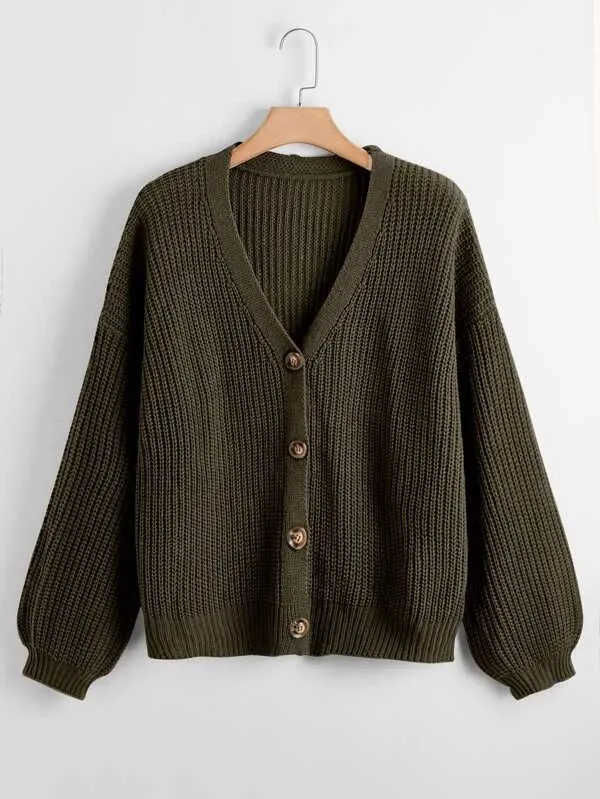 Button Up Design Cardigan Sweater