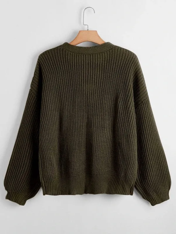 Button Up Design Cardigan Sweater