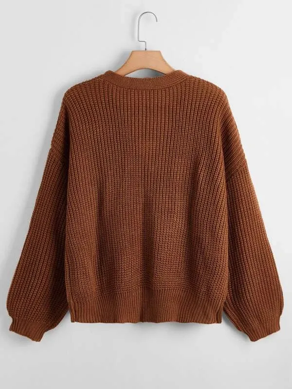 Button Up Design Cardigan Sweater