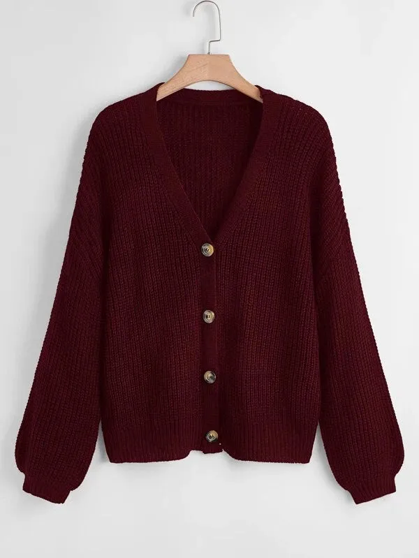 Button Up Design Cardigan Sweater