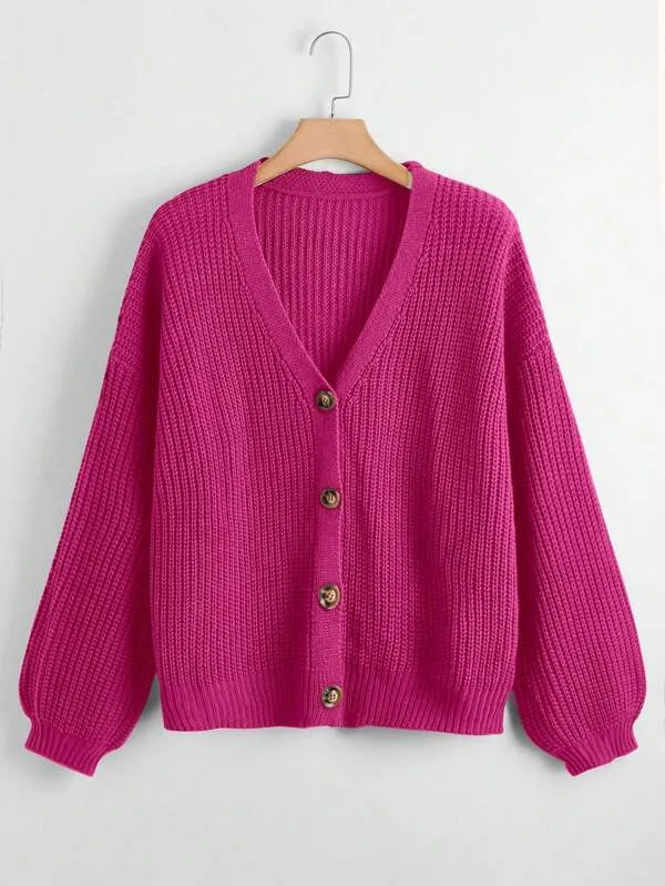 Button Up Design Cardigan Sweater