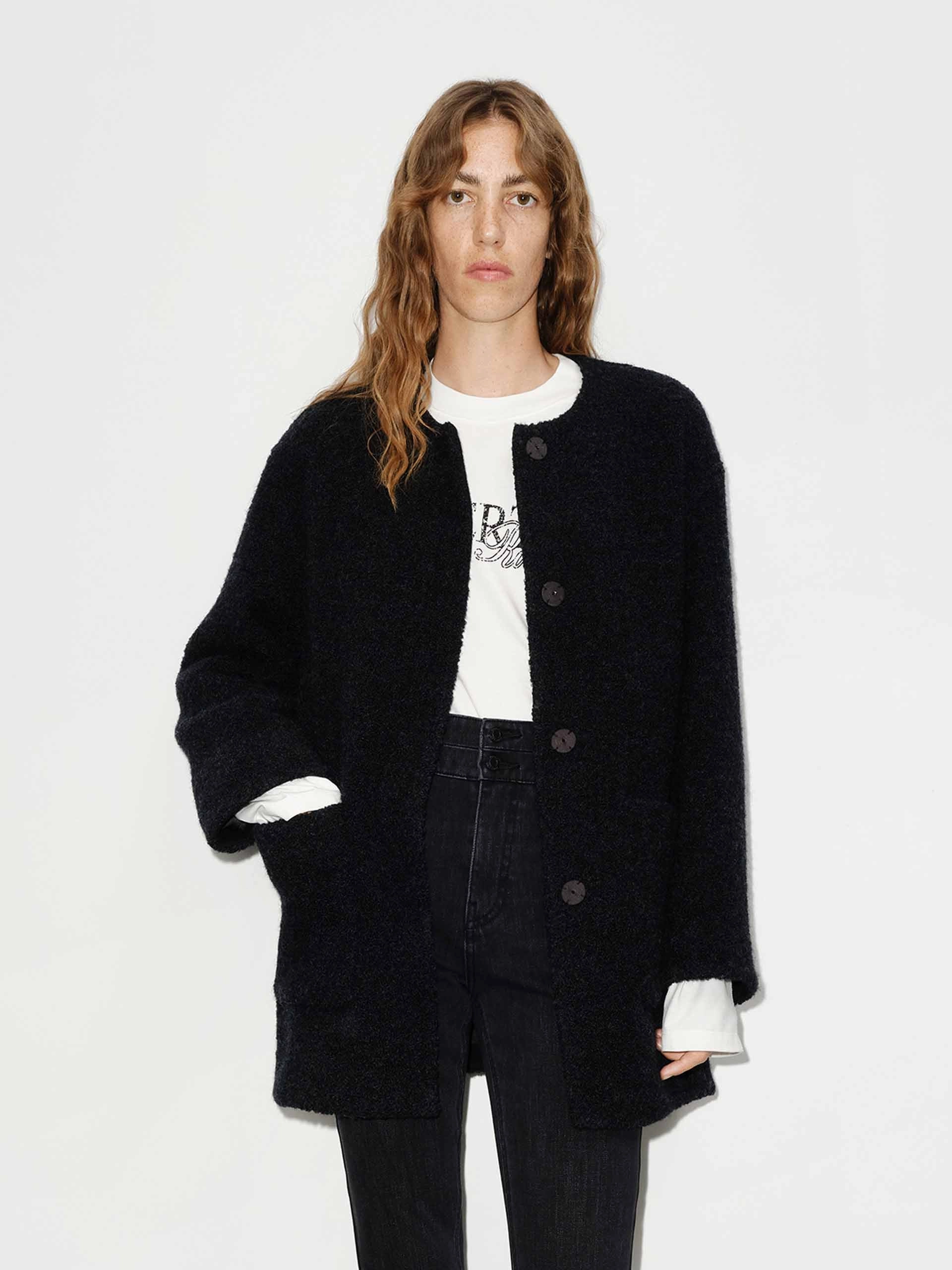 Button Closure Scarf Coat