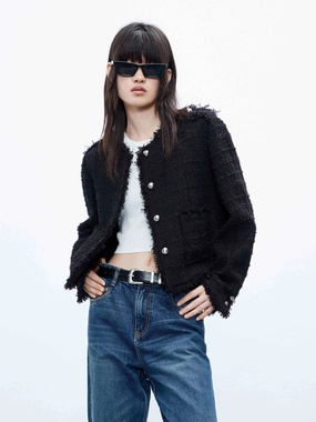 Button Closure Tweed Jacket Button Closure Tweed Jacket