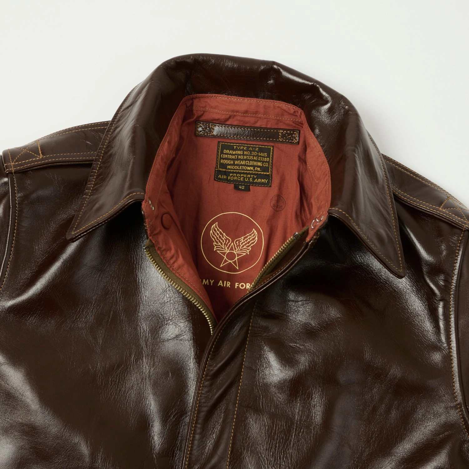 Buzz Rickson's A-2 'Rough Wear' Leather Flight Jacket - Brown