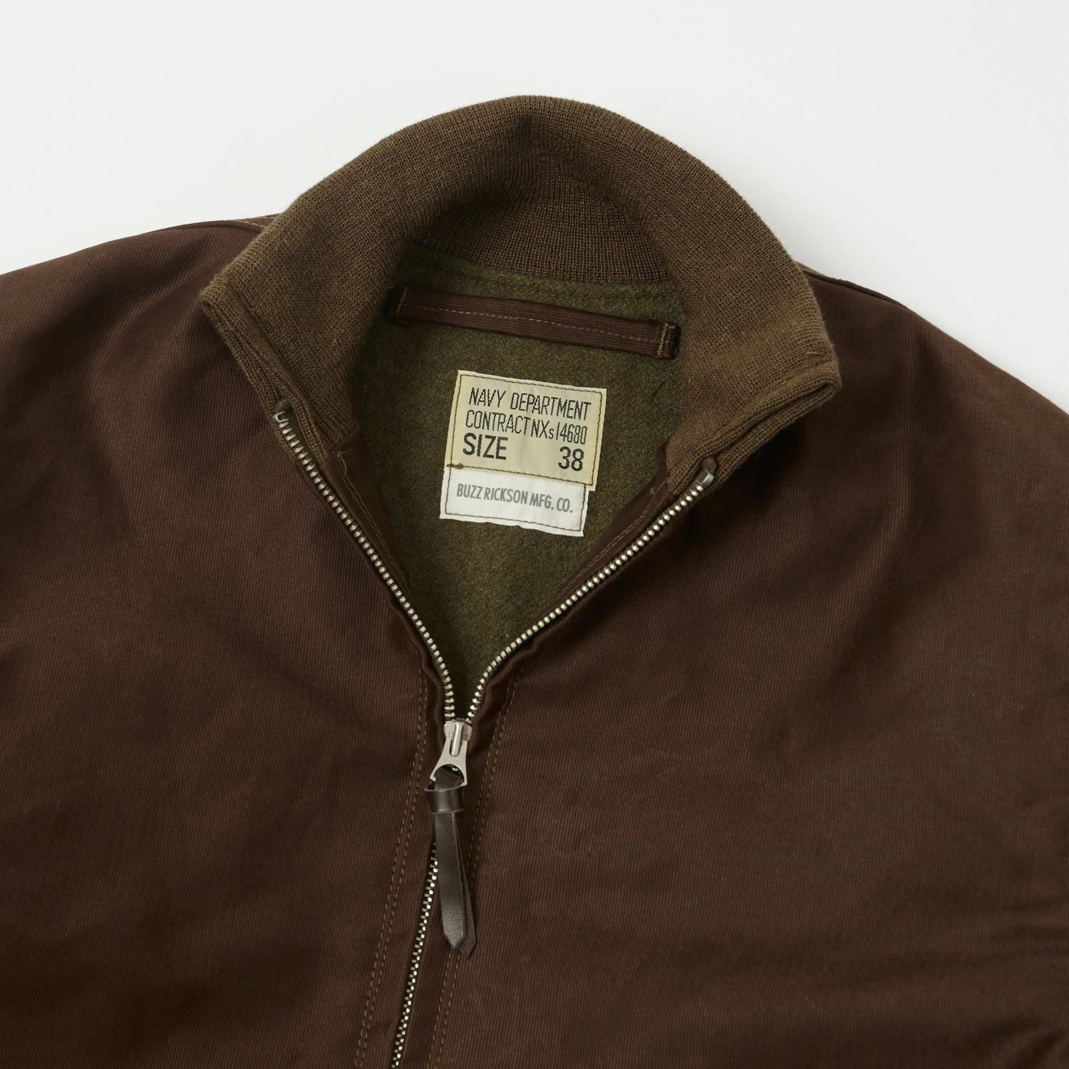 Buzz Rickson's U.S. Navy Zip Through Deck Jacket - Brown