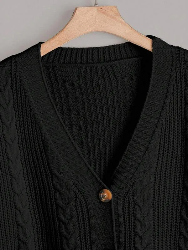 Cable Knit Bishop Sleeve Cardigan