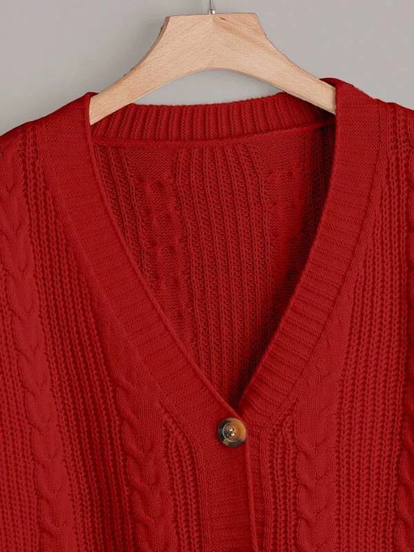 Cable Knit Bishop Sleeve Cardigan