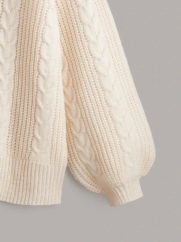 Cable Knit Bishop Sleeve Cardigan