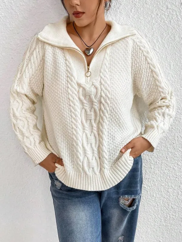 Cable Knit Raglan Sleeve Sweater