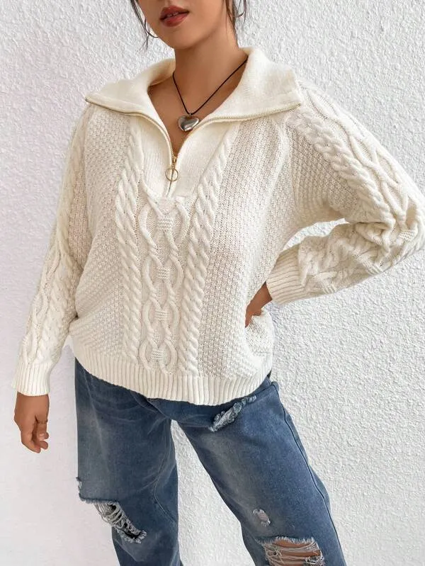 Cable Knit Raglan Sleeve Sweater