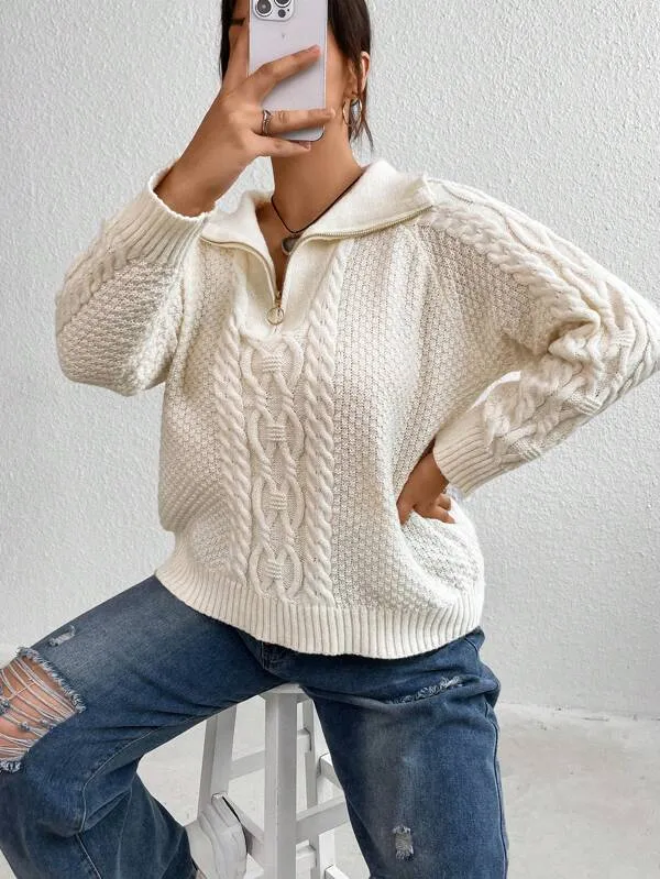 Cable Knit Raglan Sleeve Sweater
