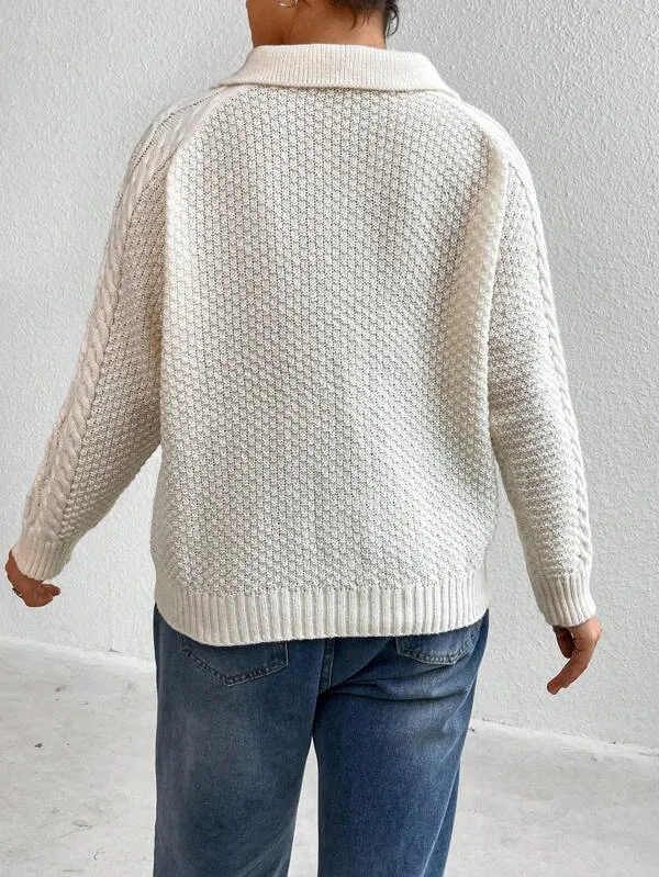 Cable Knit Raglan Sleeve Sweater