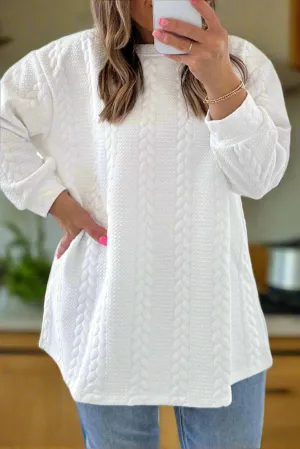 Cable Loose Plus Size Sweatshirt