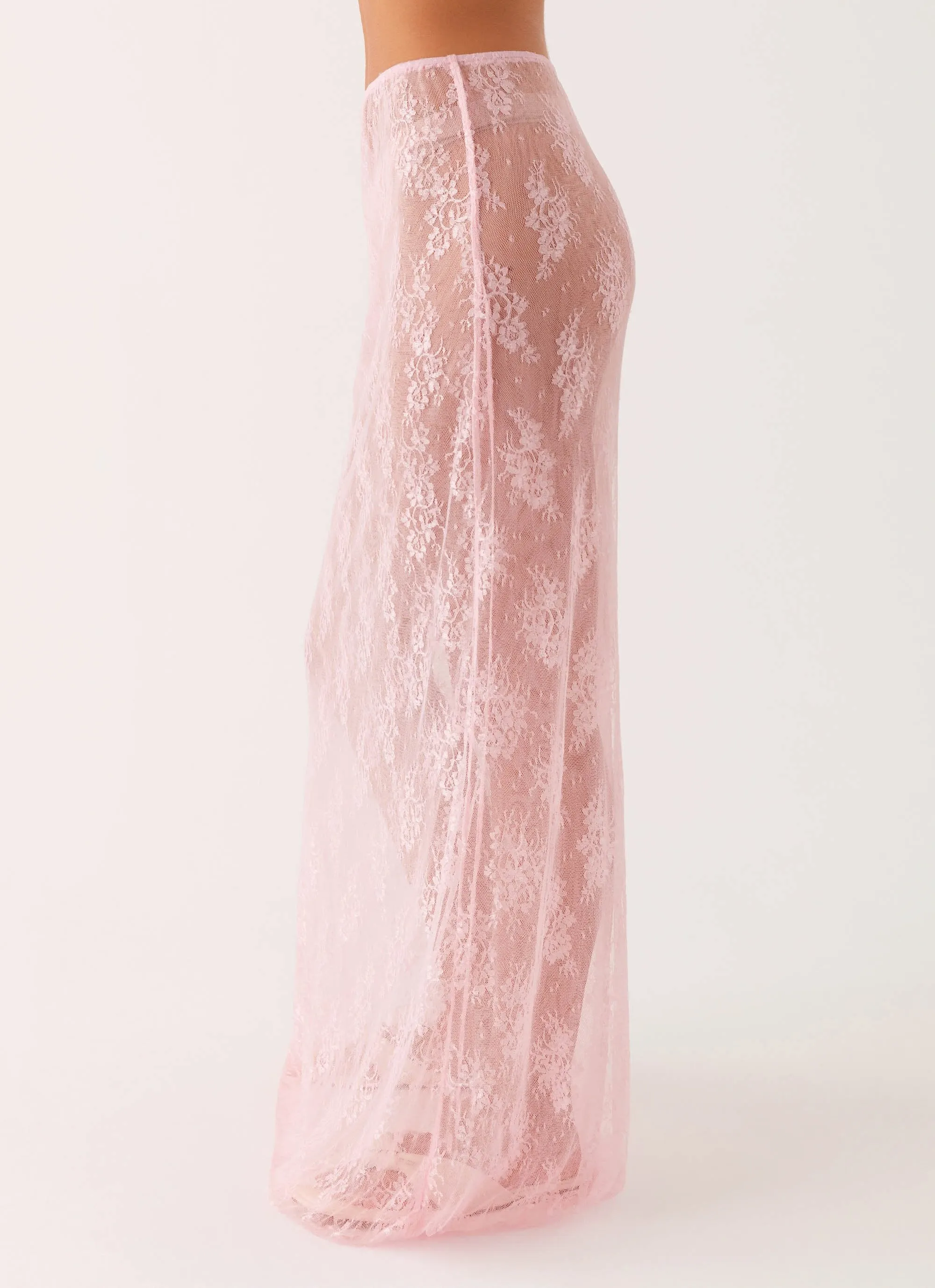Sleek Motion Caden Lace Maxi Skirt - Pink