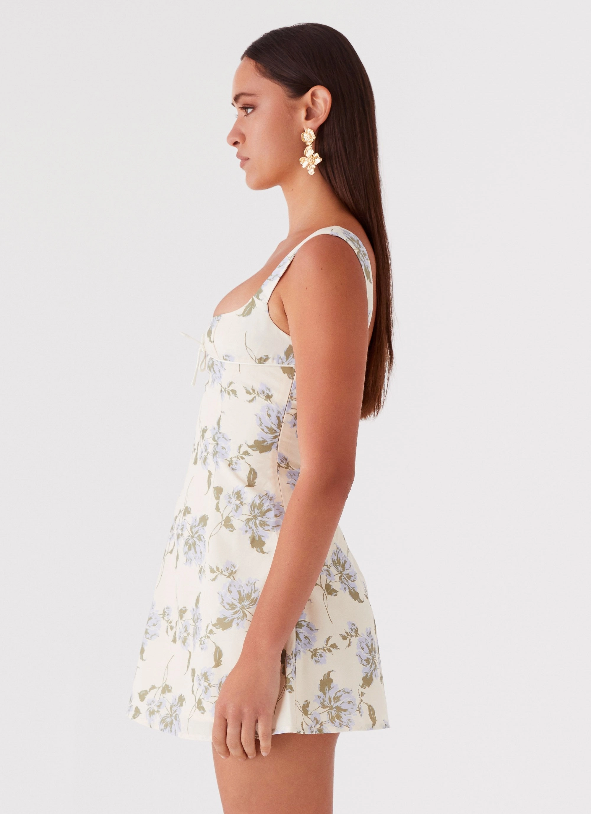 Feminine Touch Warm Palette Cadence Mini Dress - Yellow Purple Floral