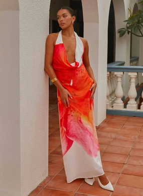 Lightweight Fit Calabasas Maxi Dress - White Floral